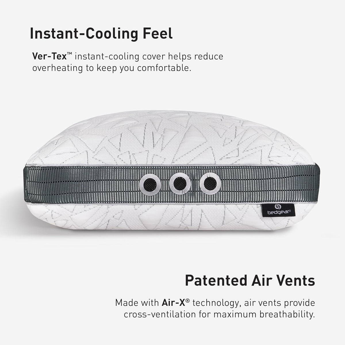 Bedgear Storm Performance Pillow, 3.0 Cooling Pillow for Side Sleepers, Medium Firm Support, Ver-Tex Cooling Cover, Air-X Mesh, Washable