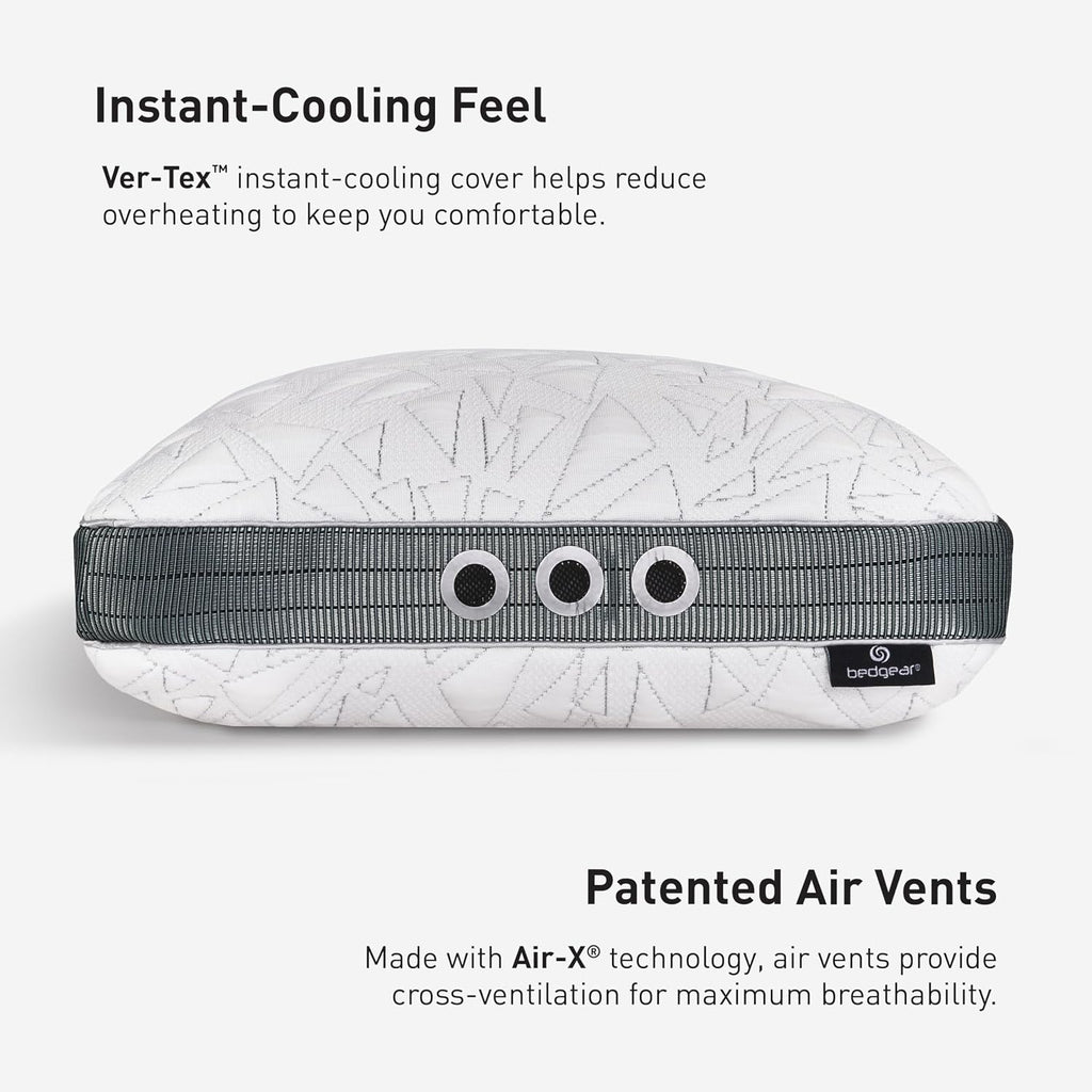 Bedgear Storm Performance Pillow, 2.0 Cooling Pillow for Side Sleepers, Medium Firm Support, Ver-Tex Cooling Cover, Air-X Mesh, Washable