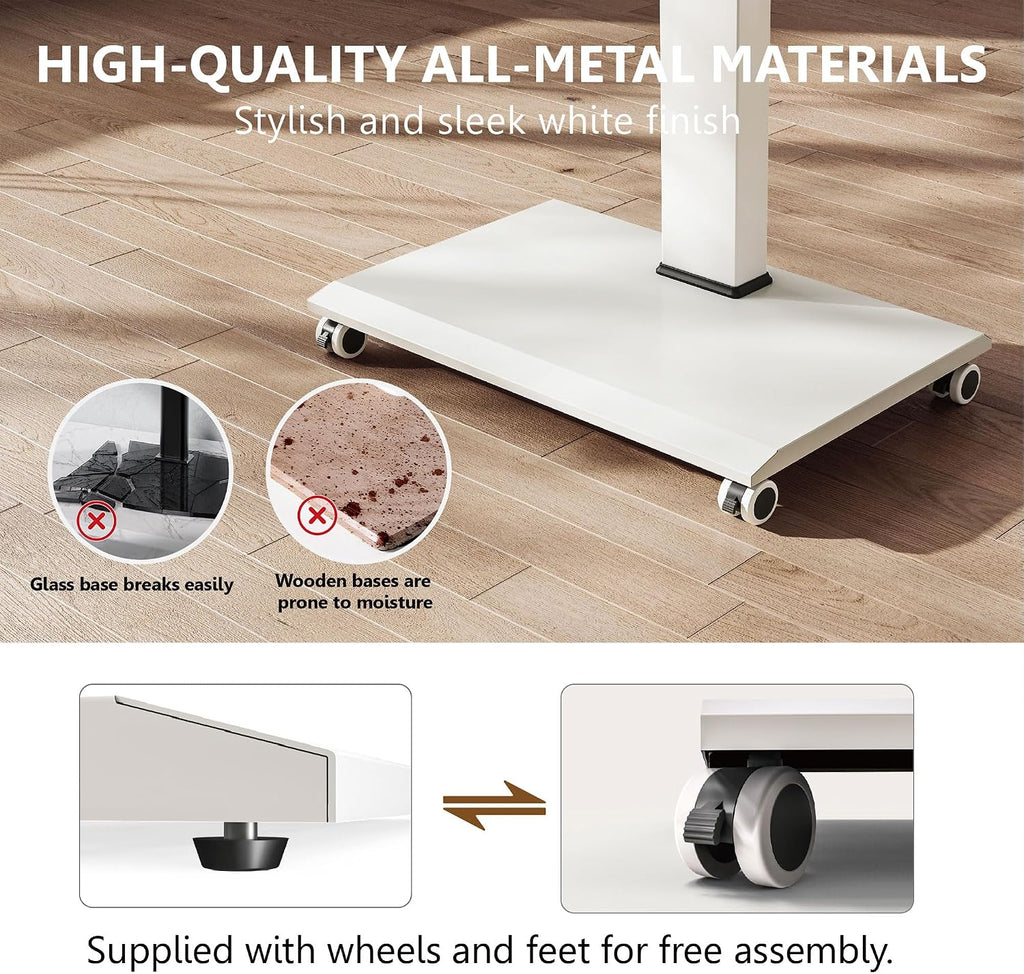FITUEYES Rolling TV Stand for 32-75 Inch TVs - Height Adjustable Portable TV Stand on Wheels, 20 Degree Left/Right Swivel and 90 Degree Vertical and Horizontal Rotation up to 88lbs