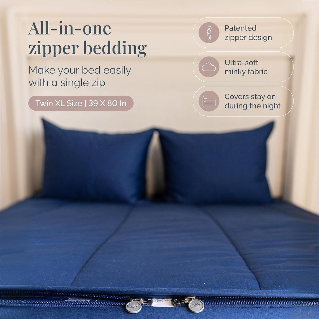 Beddy's All in One Bed in a Bag Zipper Bedding Set, Bottom Sheet, Cuddle Blanket, Comforter, Pillowcase(s) & Sham(s), Minky Interior Sheets with Comforter, Zip Bedding for Dorms, Bunks, Kids & Adults