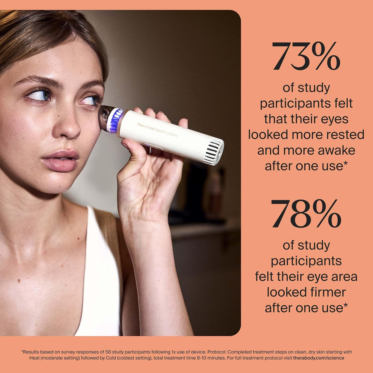 Therabody TheraFace Depuffing Wand – Cold and Heat Skincare Treatment to Depuff and Glow; Beauty Wand, Face Roller and Eye Massager for Eye Puffiness, Dark Circles and Skin Radiance (White)