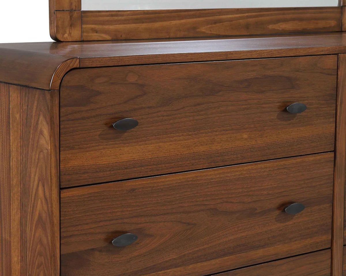 Coaster Home Furnishings Robyn Contemporary 4-Piece Bedroom Set Fabric Upholstered Queen Size Panel Bed Frame 53-inch Headboard Dark Walnut 205131Q-S4