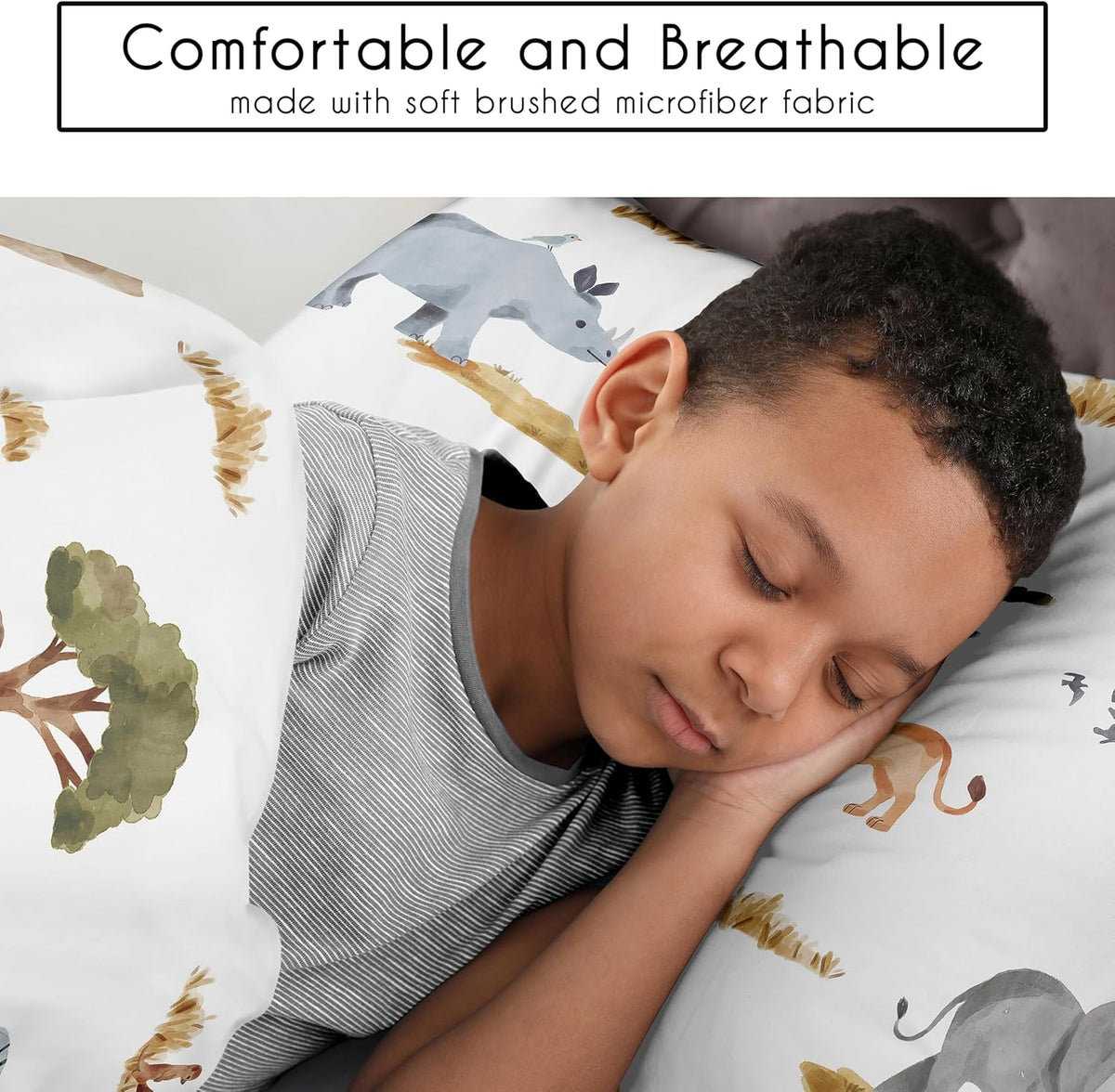 Sweet Jojo Designs 2-Piece Twin Comforter Set (Jungle Animals) for Boys/Girls, Children, Kids Bedding, Bed in a Bag incl. Blanket & Pillow Sham (Wildlife, Safari, Animal, Elephant, Giraffe, Monkey)
