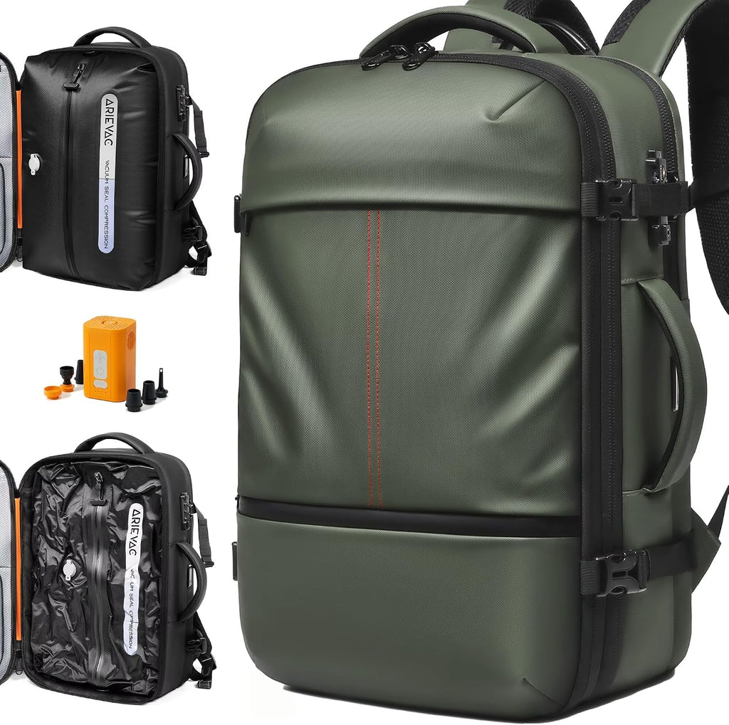 IKYWT Vacuum Seal Backpack Travel with Ultra-Power Pump, 80L Expandable Travel Backpack with Vacuum System w/TSA Lock