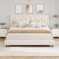 GarveeHome Cal King Bed Frame with Adjustable Headboard, Modern Linen Upholstered Platform Bed Frame with Wood Slats Support, No Box Spring Needed, Easy Assembly for Bedroom Apartment, Beige