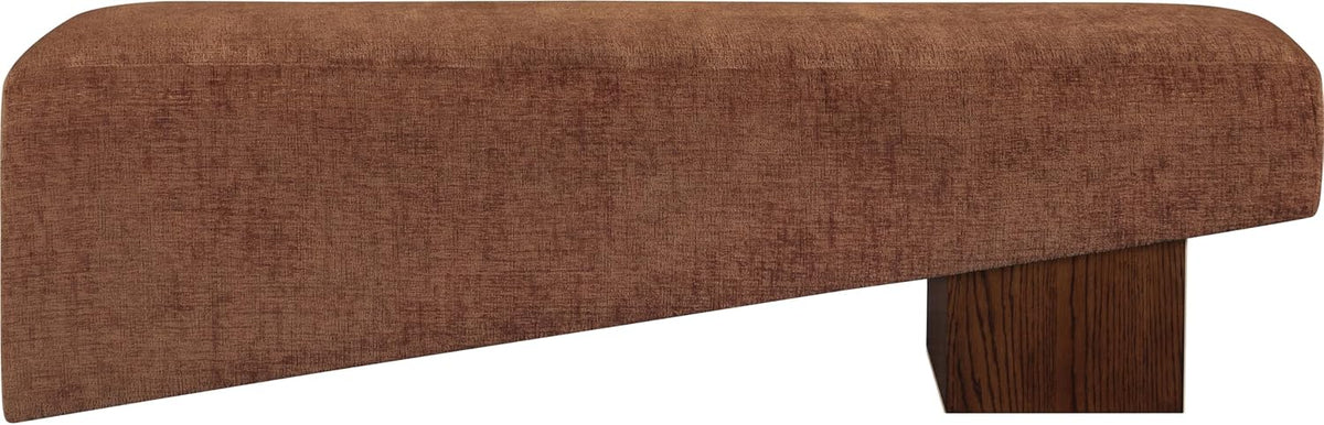 Meridian Furniture 22059Cognac Alora Collection Art Deco Bench with Soft Cognac Polyester Fabric, Brown Walnut Finish Solid Wood Frame, 60.5' W x 18' D x 18' H, Cognac