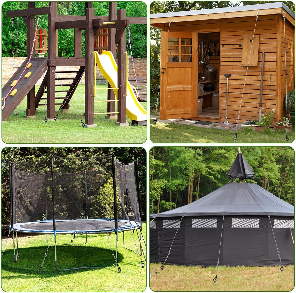 8 Pcs 30' Ground Anchors Heavy Duty Shed Anchor Kit with 3/16 Galvanized Cable & Turnbuckles, Triple-Turn Helix Earth Anchors for Carport Canopy Gazebo Trampoline Swingset Mobile Home