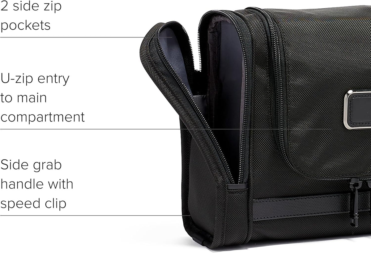 TUMI - Alpha Hanging Travel Kit - Toiletries and Cosmetics Organizer - Travel Essentials Bag with Hooks & Pockets - Black