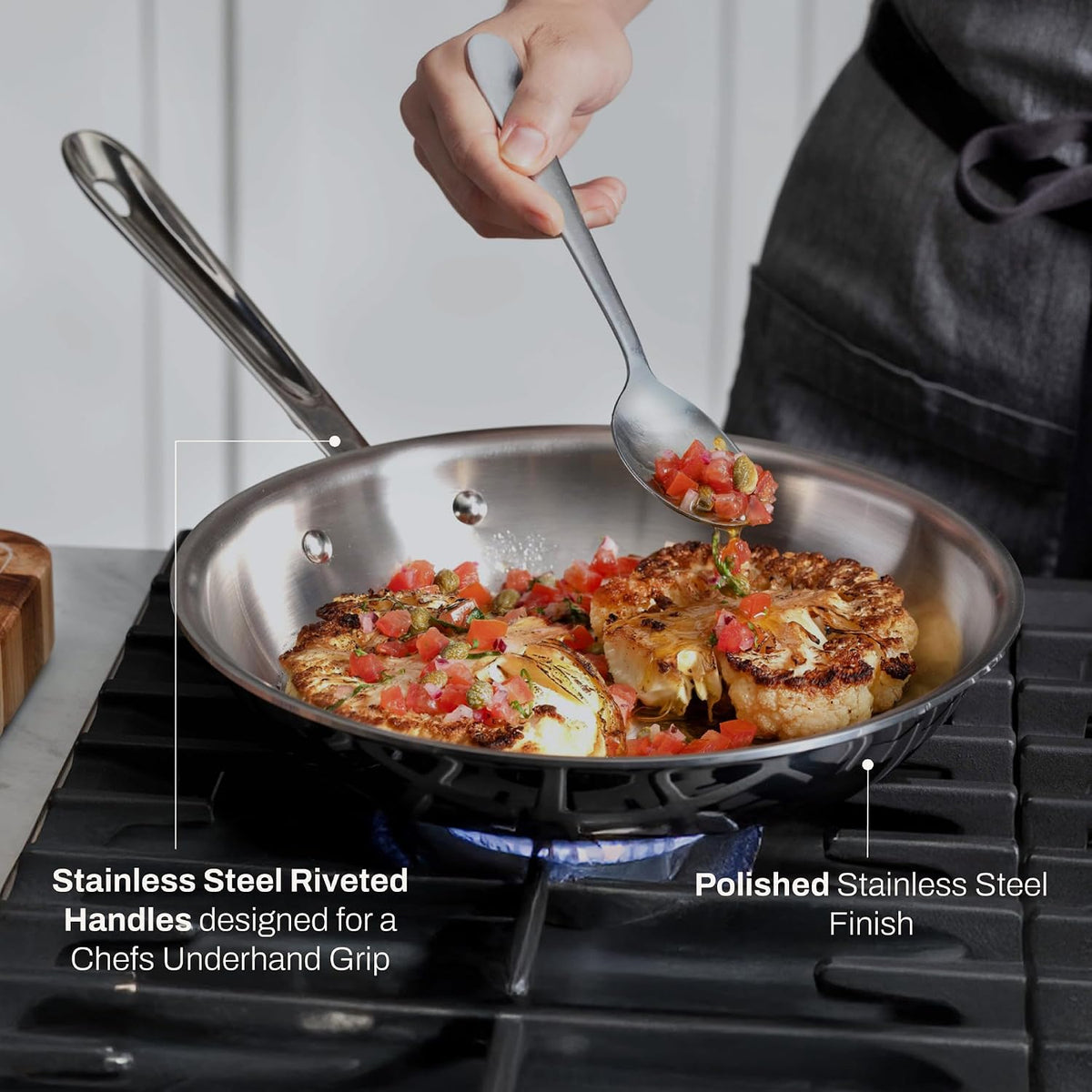 All-Clad D3® Stainless Steel 8 and 10 inch Frying Pans Set - Made in the USA- The Original Bonded Professional Cookware- Oven Safe & Induction Compatible