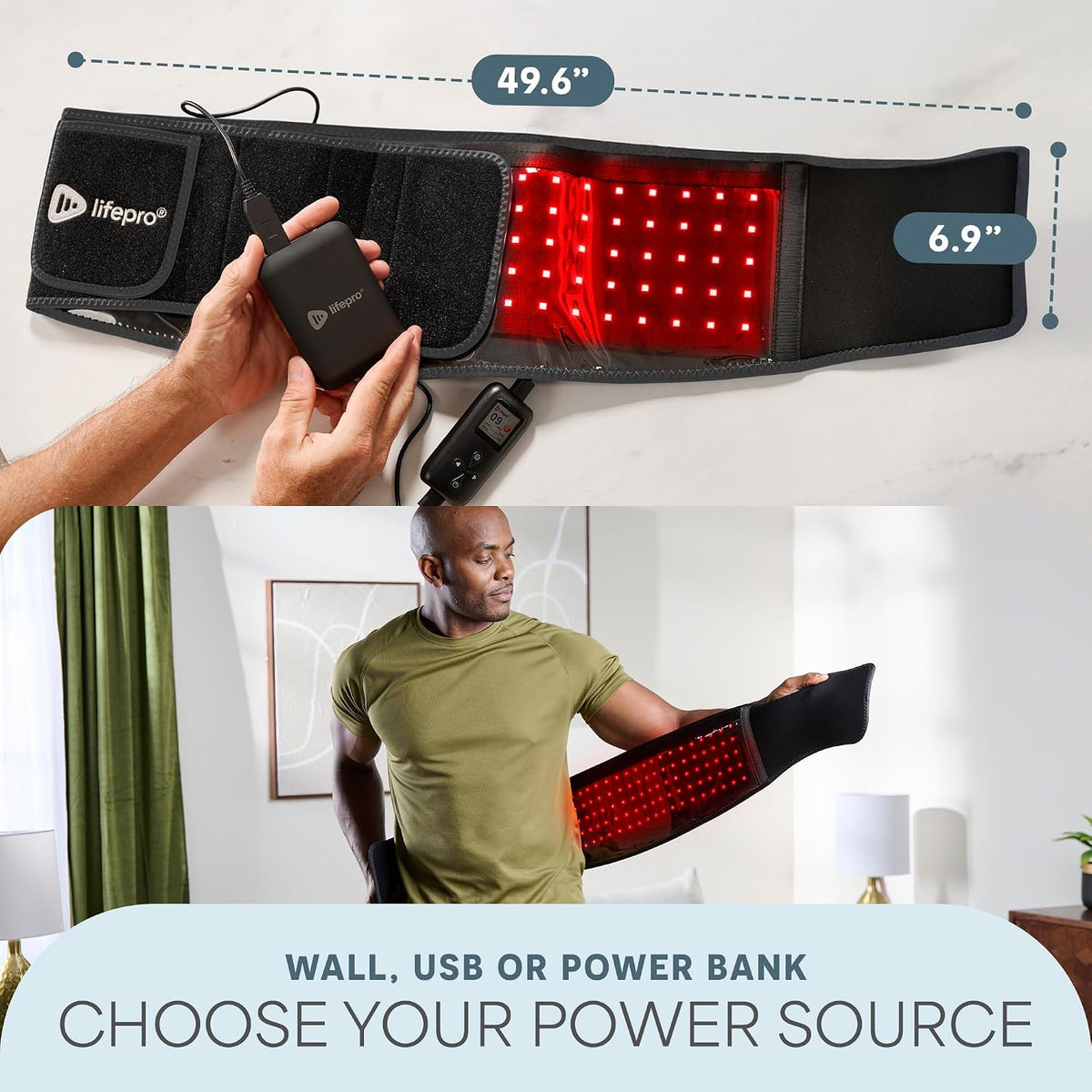 Lifepro Red Light Therapy Belt – Allevared Infrared Red Light Therapy for Body, Back Pain and Shoulder - 660nm & 850nm Near Infrared Heating Pad – Adjustable & Portable for Wellness & Relaxation