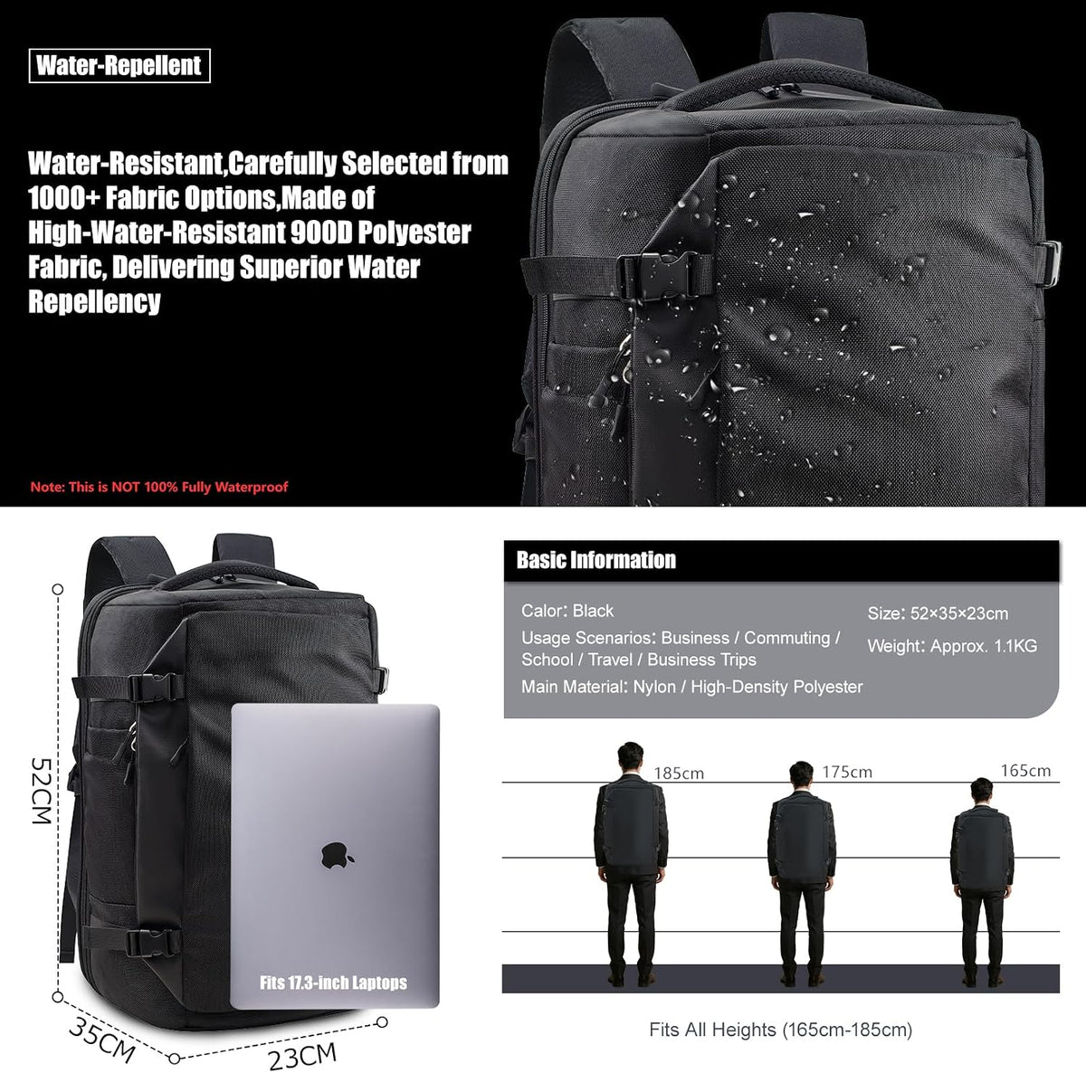 Vacuum Backpack Travel with Pump, 60L Waterproof Carry On Backpack With Detachable Vacuum Bags, Casual Daypack Laptop Backpack For Men Women Fits 17.3' Laptop for Business & Travel Commuting