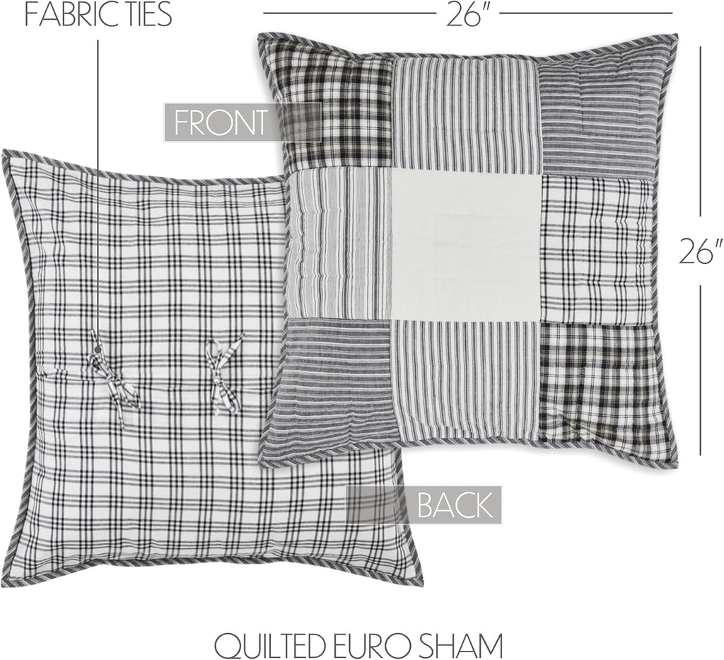 VHC Brands Sawyer Mill Black 8 Piece Twin Quilt Set (1 Quilt, 2 Standard Shams, 2 Standard Pillowcase, 2 Euro Shams, 1 Twin Bed Skirt)