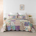 YAYIDAY Quilt King Size Patchwork Bedspread Set - 100% Cotton Reversible Breathable Floral Quilted Quilt with Pillow Shams Fit All Season