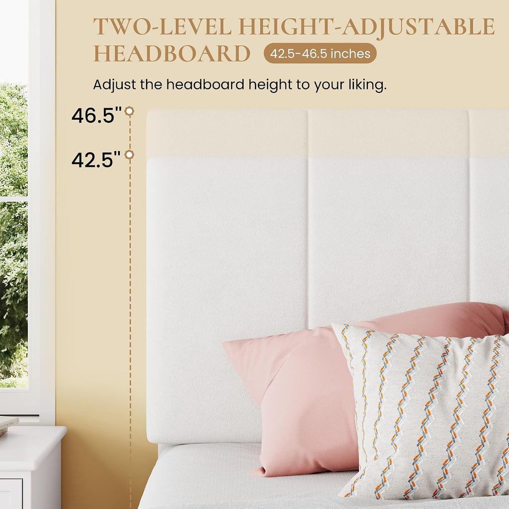 SHA CERLIN Full Size Lift Up Storage Bed Frame, Adjustable Headboard, Hydraulic Support, Velvet Upholstered, Easy Installation, No Box Spring Needed, White