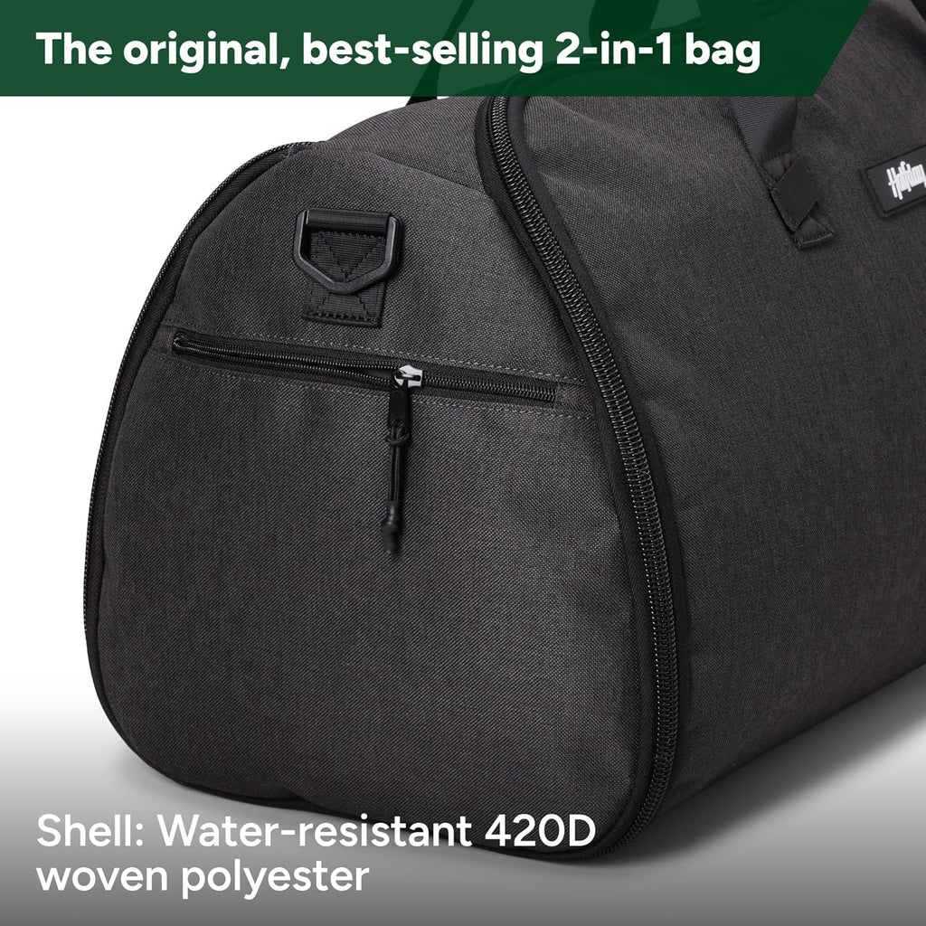 Halfday Convertible 2-in-1 Garment Duffel Weekender Bag 45L: Wrinkle-Free Travel (Hanging Suit Compartment, Shoe Pockets, Trolley Sleeve), Durable & Water-Resistant Carry-on, Shadow