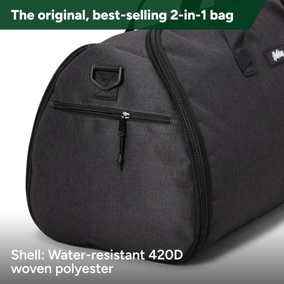 Halfday Convertible 2-in-1 Garment Duffel Weekender Bag 45L: Wrinkle-Free Travel (Hanging Suit Compartment, Shoe Pockets, Trolley Sleeve), Durable & Water-Resistant Carry-on, Shadow