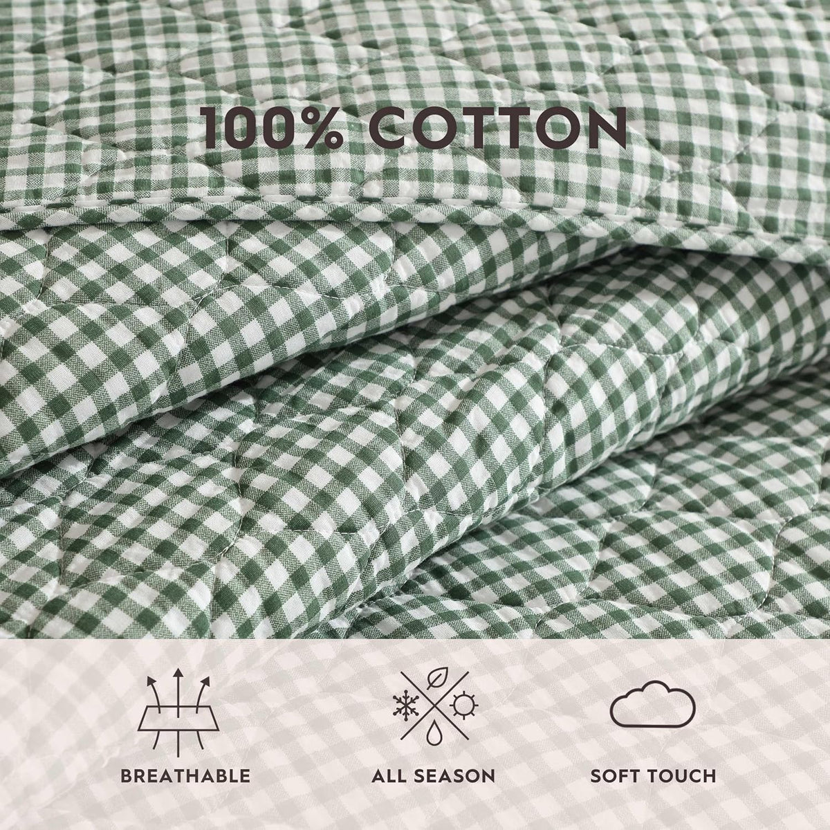 Laura Ashley - Full/Queen Quilt Set, Pre-Washed Cotton Bedding with Matching Sham, Lightweight for Year Round Use, Oeko-Tex Certified (Gracies Gingham Green)