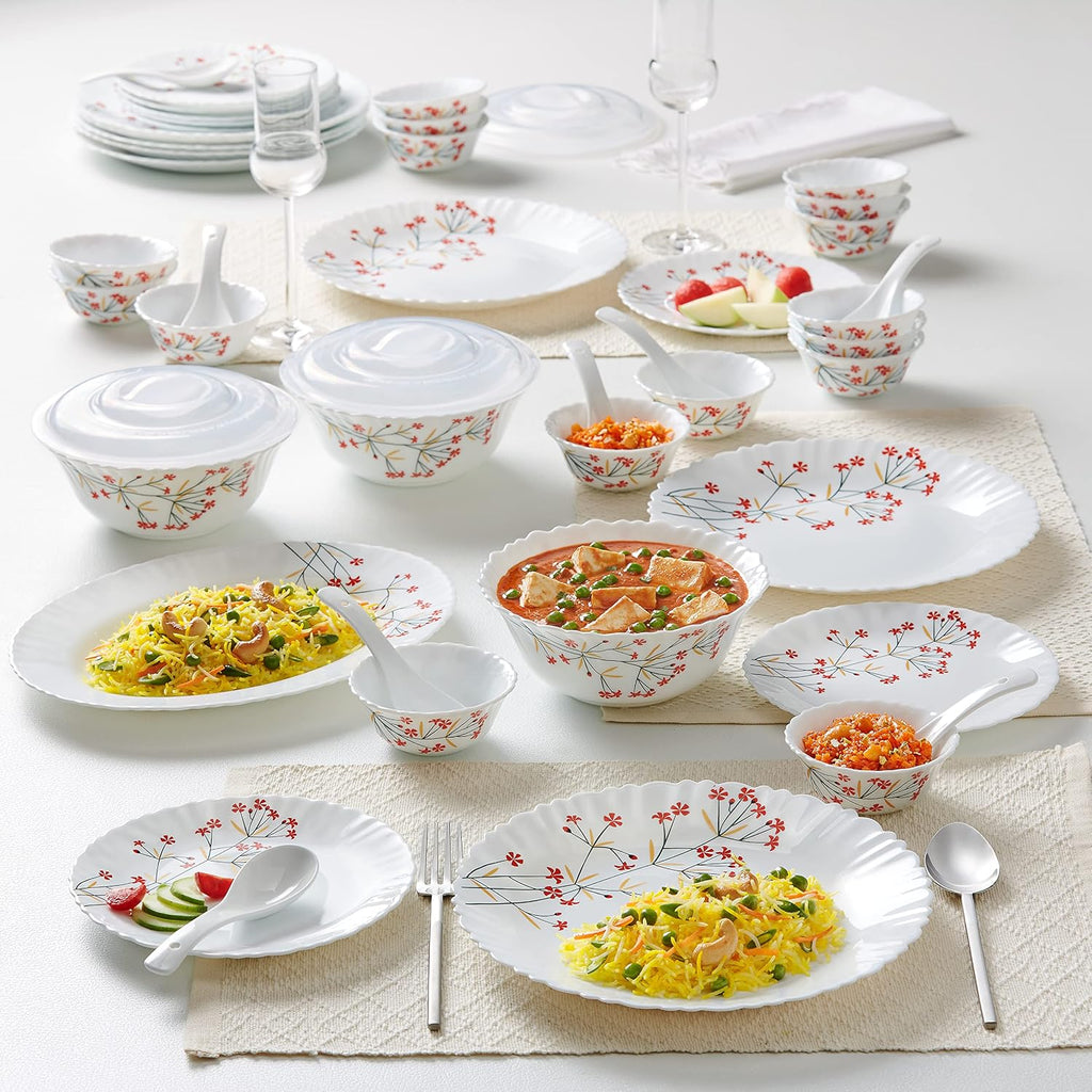 Borosil 19-Piece Opal Glass Dinnerware Set for 6 - Chip & Stain Resistant, Dishwasher & Microwave Safe