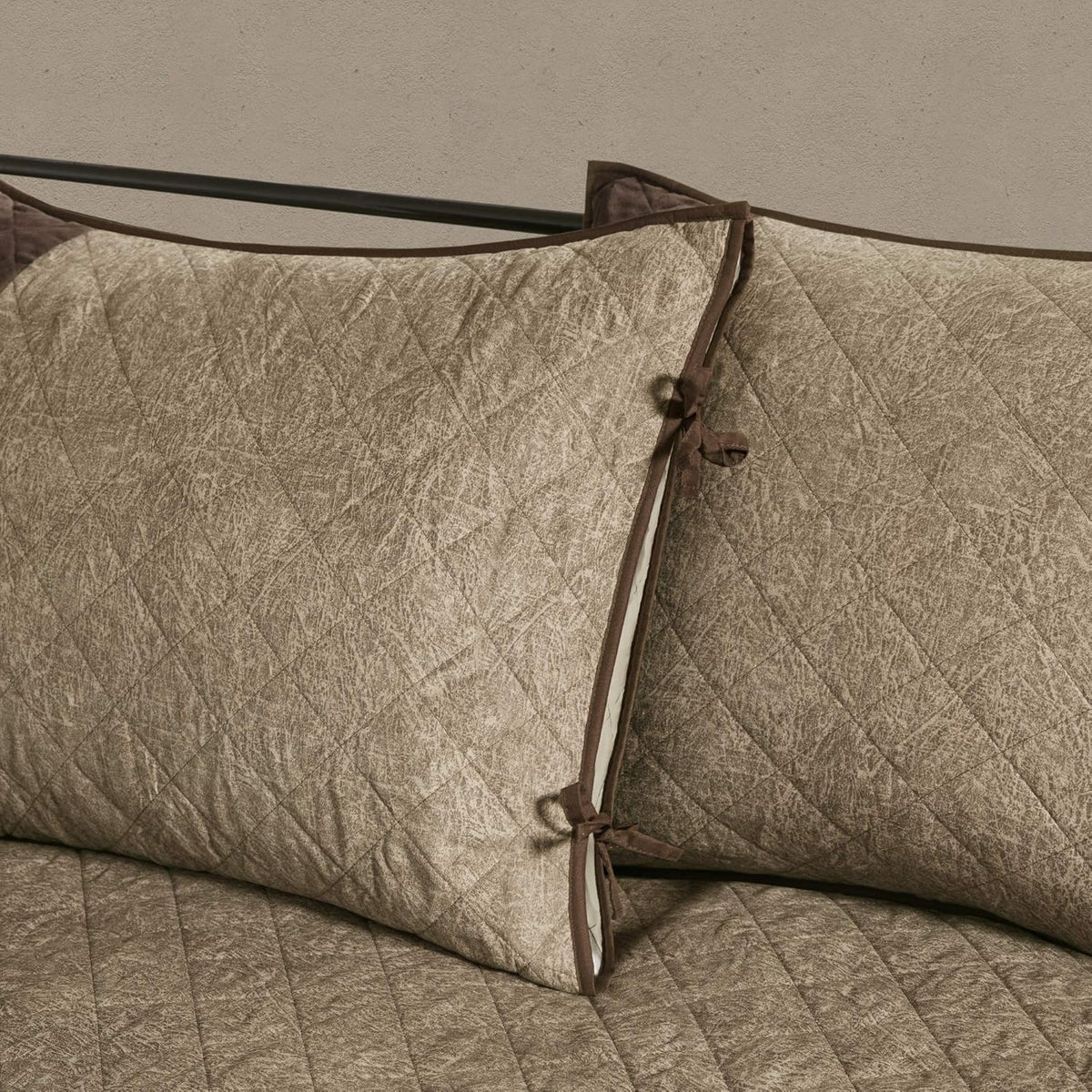 Madison Park Daybed Cover Set - Trendy Design, All Season Luxury Bedding with Bedskirt, Matching Shams, Decorative Pillow, Diamond Quilted Faux Suede Reversible Brown 75'x39' 6 Piece