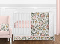 Sweet Jojo Designs Vintage Floral Boho Baby Girl Nursery Crib Bedding Set - 11 Pieces - Blush Pink, Yellow, Green and White Shabby Chic Rose Flower Farmhouse