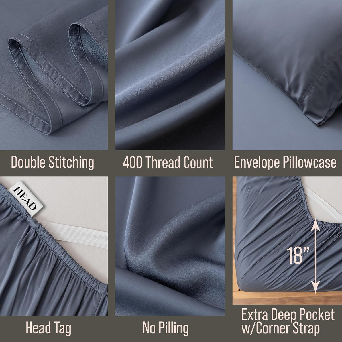 Bella Coterie Luxury Bamboo Viscose King Size Sheet Set | 100% Organically Grown | Ultra Soft | Cooling for Hot Sleepers | 18' Deep Pocket [Slate Blue]