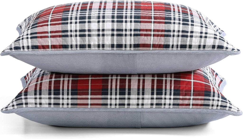 Tommy Hilfiger - Queen Quilt Set, Soft Cotton w/Breathable Feel, Lightweight Bedding for Year Round Comfort, 3 Piece Bed Set w/Matching Pillowcases (Collegiate Tartan Blue)