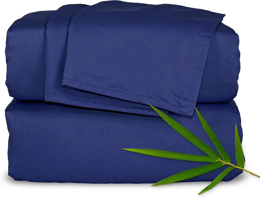 Pure Bamboo Queen Sheets, Genuine 100% Organic Viscose Derived from Bamboo Bed Sheet Set, Luxuriously Soft & Cooling, Double Stitching, 2 Year Quality Promise (Queen, Cobalt Blue)