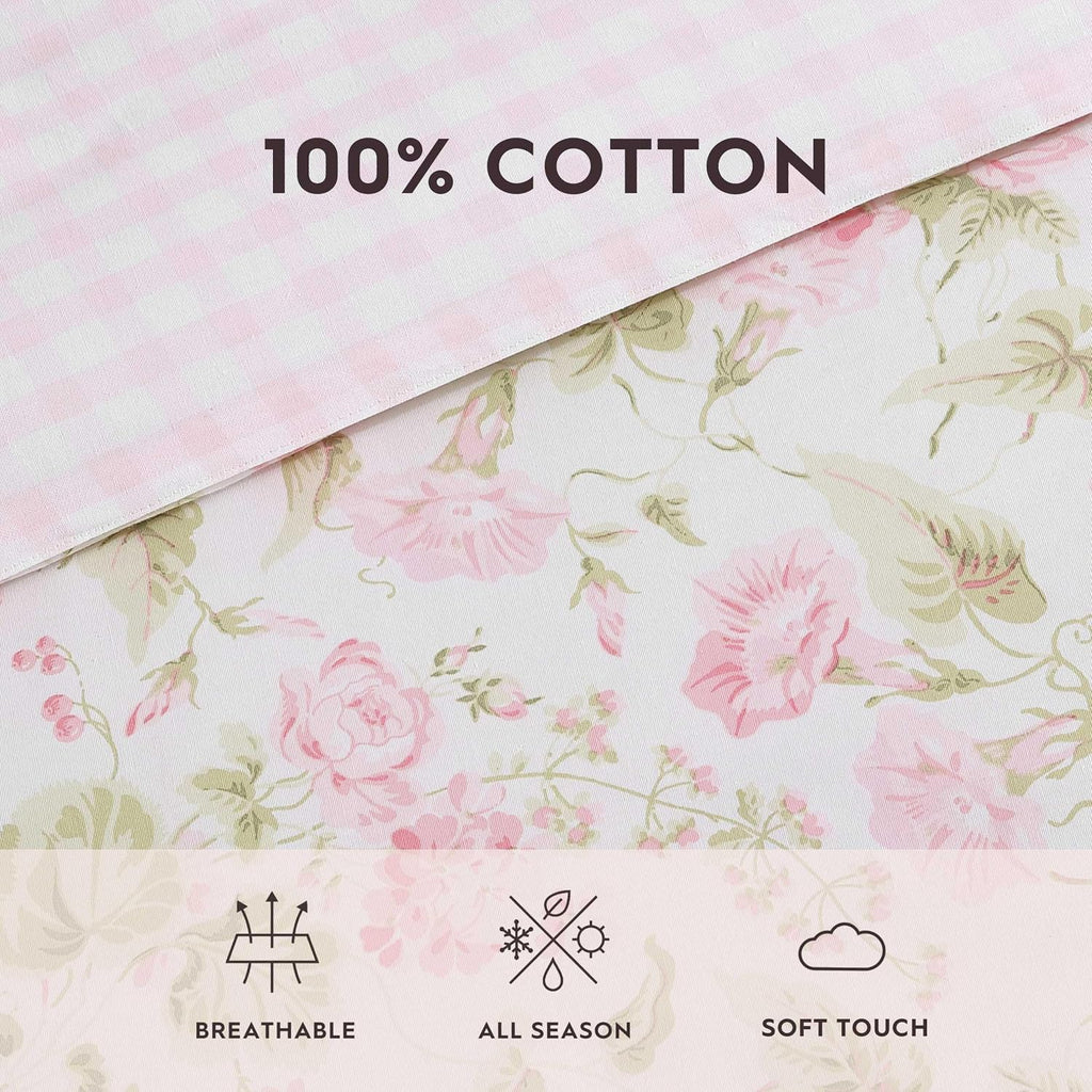 Laura Ashley – Queen Comforter Set, Soft Bedding with Matching Shams, Textured Floral Room Decor, College Dorm Room Essentials (Morning Gloria Pink)