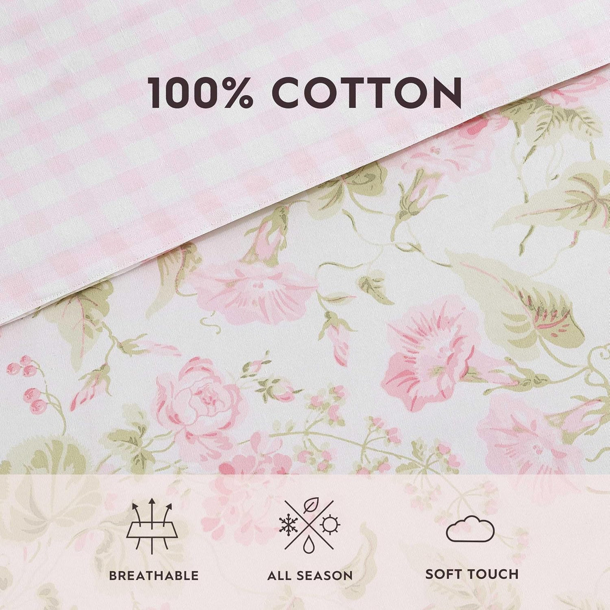 Laura Ashley – Queen Comforter Set, Soft Bedding with Matching Shams, Textured Floral Room Decor, College Dorm Room Essentials (Morning Gloria Pink)