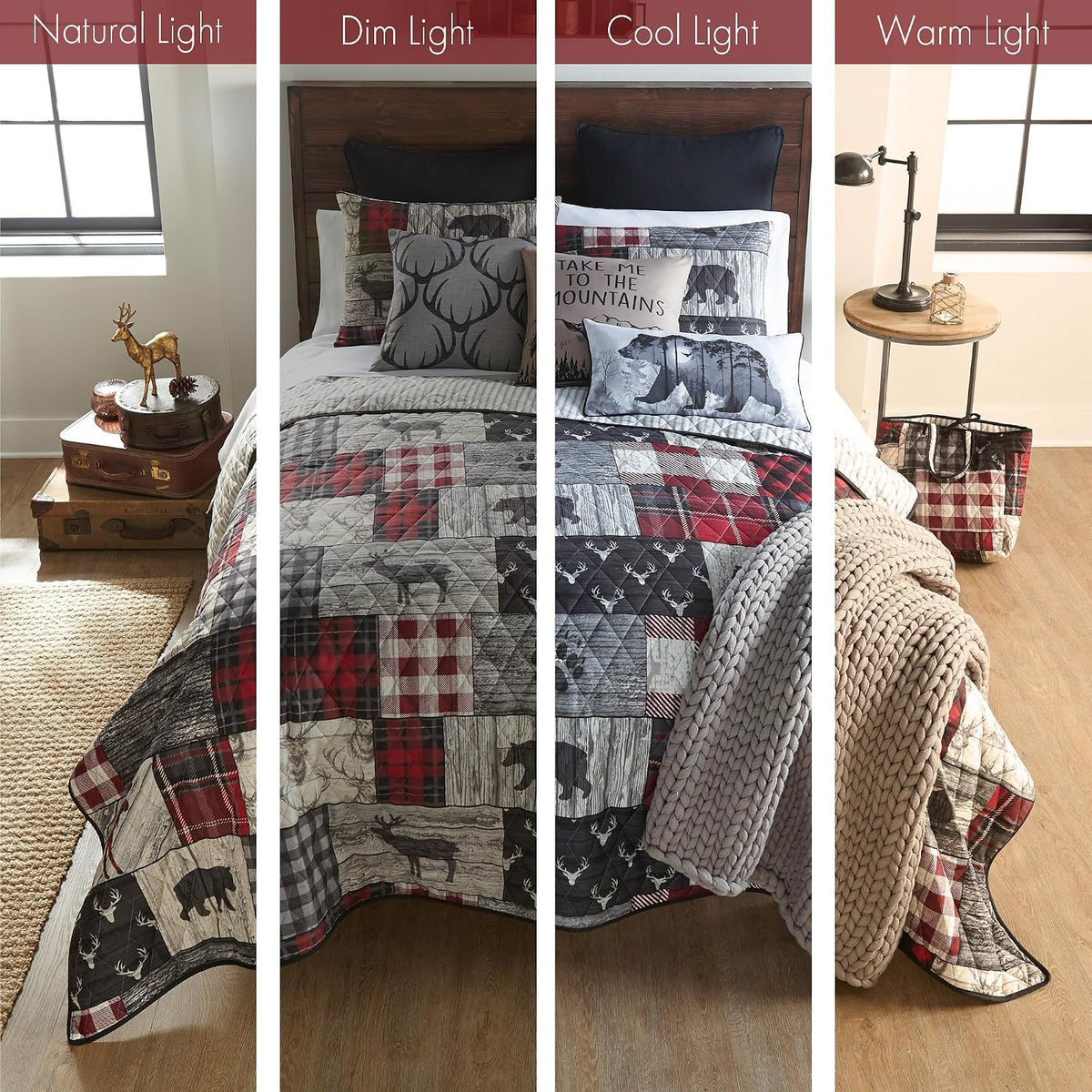 Donna Sharp Timber-King Quilt Set, Measures 104 x 96, Includes 1 Quilt and 2 King Shams, Machine Washable