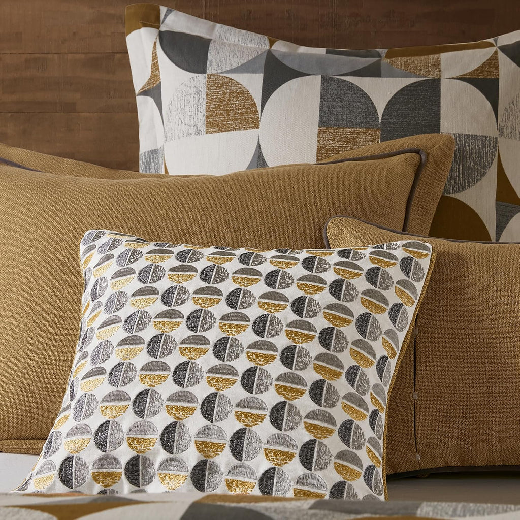Madison Park Queen Comforter Set Jacquard Scandinavian Geometric Oversized Comforters Queen Size Bed, All Season Bedding Queen Size Comforter, Shams, Pillows, Cirque, Queen Gold 8 Piece