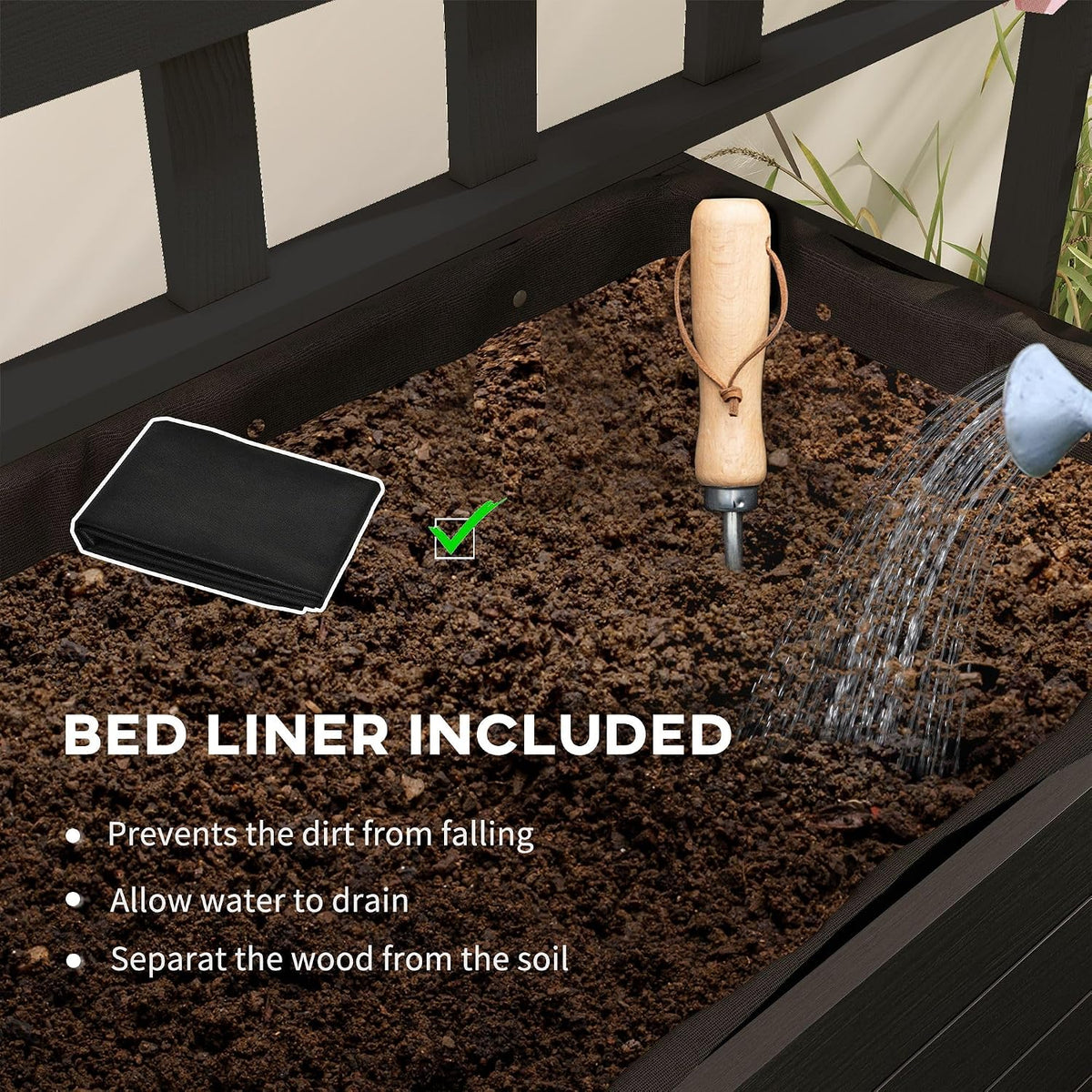 48x96x12inch Premium Quality Durable Wooden Raised Garden Bed with Integrated Vine Trellis and Heavy-Duty Swivel Wheels for Easy Mobility