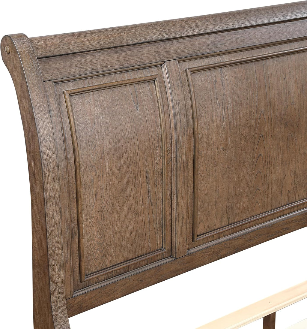 Traditional 6pc Bedroom Set King Size Platform Storage Bed Sleigh Headboard Classic Antique Brown Finish Furniture