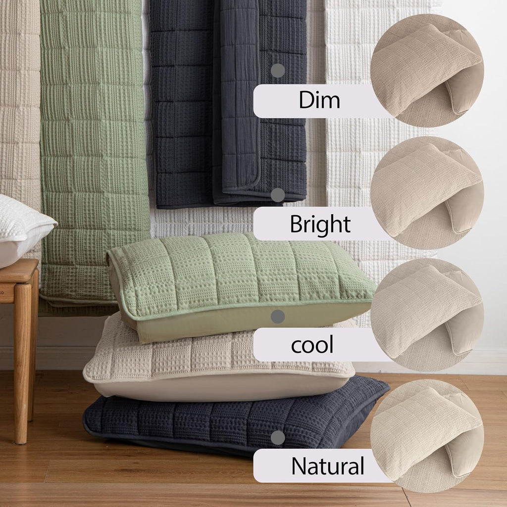 120x128 Cotton Quilt Bedding Set Oversized King Size Quilted Bedspread Sets with 2 Shams,3 Pieces Lightweight Soft Bedding Sets for All Season,Khaki