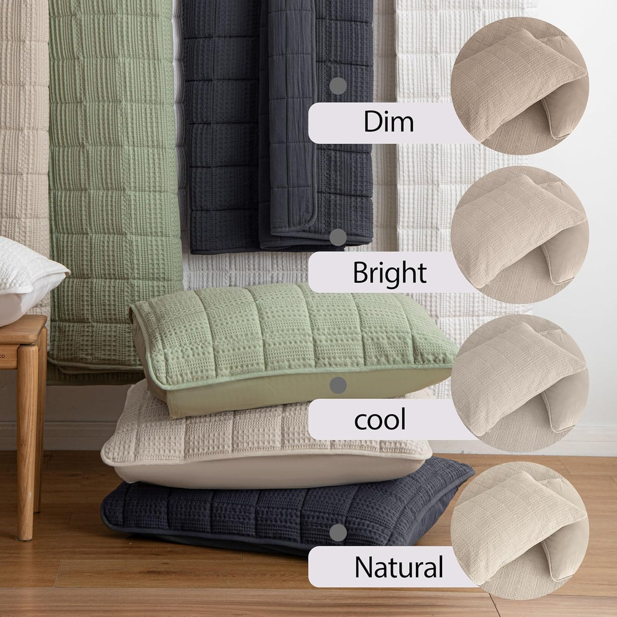 120x128 Cotton Quilt Bedding Set Oversized King Size Quilted Bedspread Sets with 2 Shams,3 Pieces Lightweight Soft Bedding Sets for All Season,Khaki