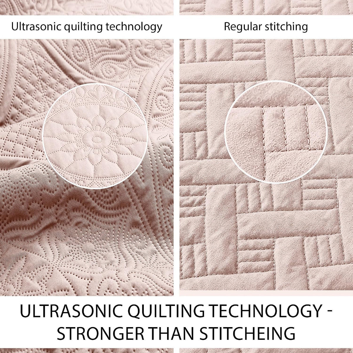 MOONLIGHT20015 10 Pack Twin Quilt Bedding Set (68' x 86') - Bulk Wholesale for Hotels, Guest Bedroom & Airbnbs - Lightweight Microfiber Reversible Floral Embossed Quilts Bedspreads (Baby Pink)