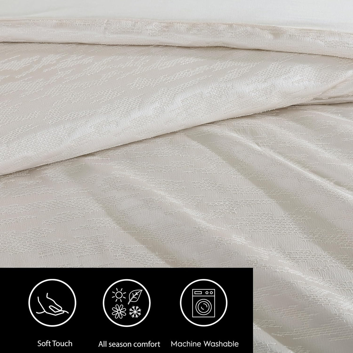 Vera Wang - Queen Comforter Set, Luxury Bedding Set with Matching Shams, Chic Room Essentials (Illusion Ivory, Queen)