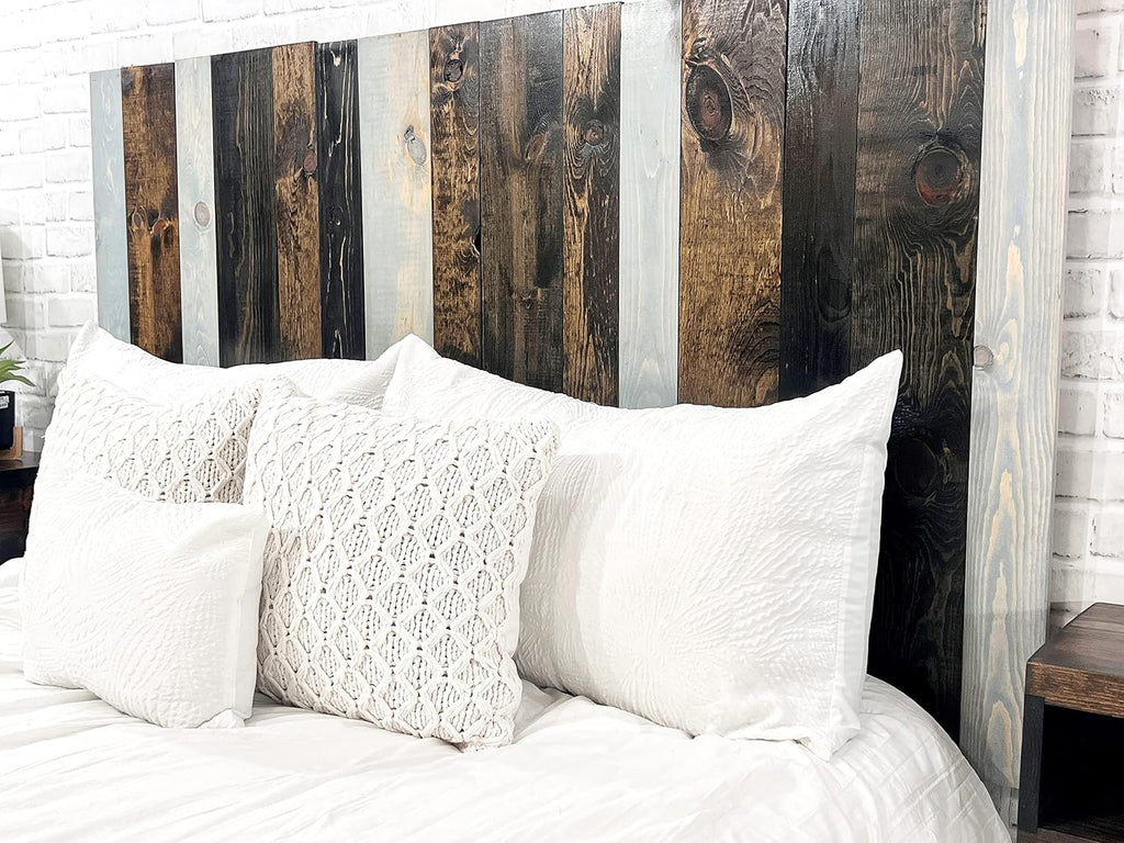 Barn Walls All Terrain Mix Design, Multicolored, Solid Wood Headboard, Floating Panels, Wall Mount, Adjustable Height, Easy Installation, Twin Size