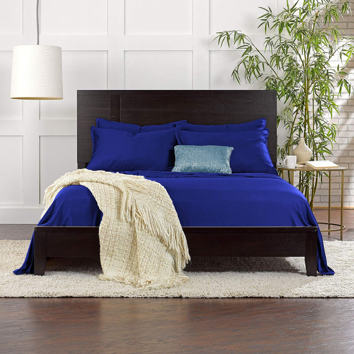 Pure Bamboo Queen Sheets, Genuine 100% Organic Viscose Derived from Bamboo Bed Sheet Set, Luxuriously Soft & Cooling, Double Stitching, 2 Year Quality Promise (Queen, Cobalt Blue)