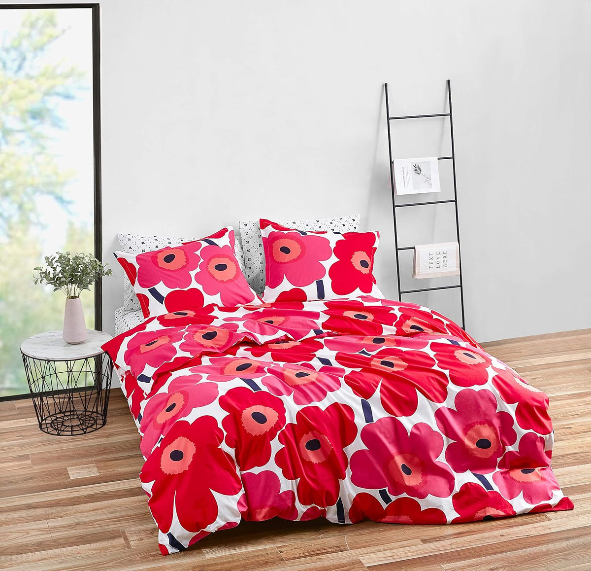Marimekko - King Comforter Set, Cotton Bedding with Matching Shams, Lightweight Home Decor for All Seasons (Unikko Red, King)