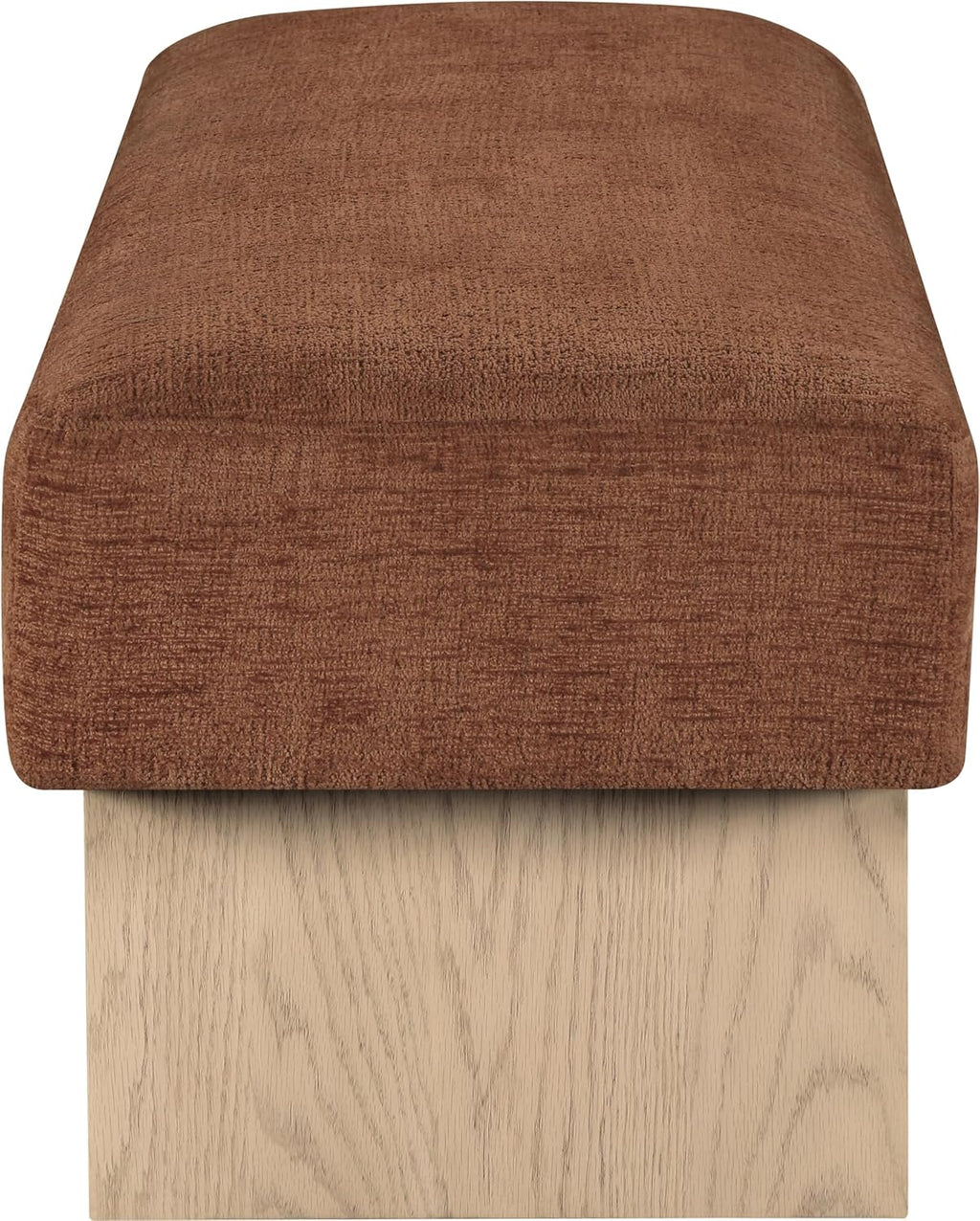 Meridian Furniture 22057Cognac Alora Collection Art Deco Bench with Soft Cognac Polyester Fabric, Natural Finish Solid Wood Frame, 60.5' W x 18' D x 18' H, Cognac