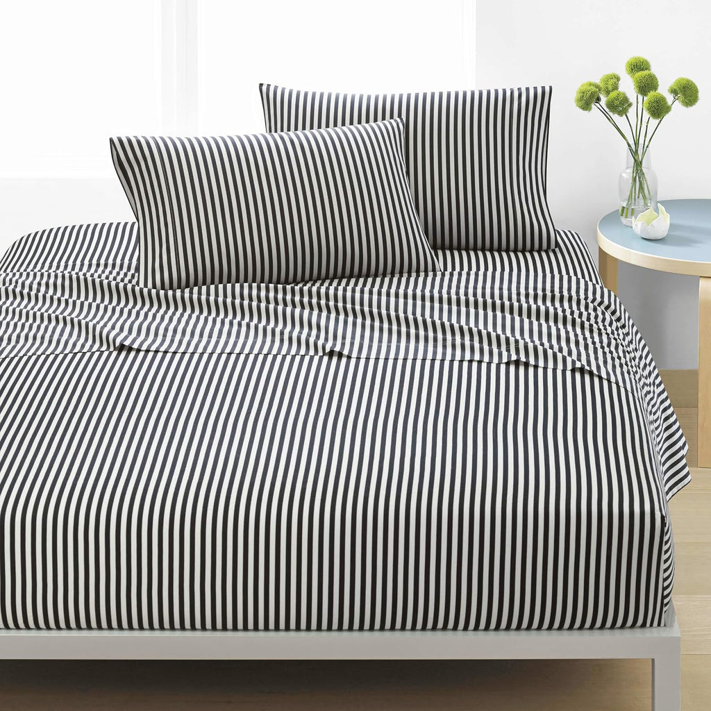 Marimekko - Twin Sheets, Cotton Percale Bedding Set, Crisp & Cool Home Decor (AJO Black, Twin/Twin XL)