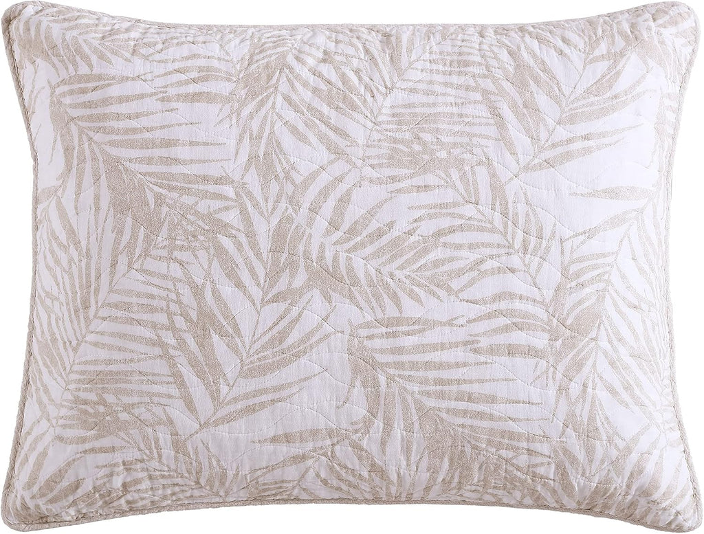 Tommy Bahama - Queen Quilt Set, Reversible Cotton Bedding with Matching Shams, Soft All Season Bedspread, Coastal Bedding Set (Palmday Beige, Queen)