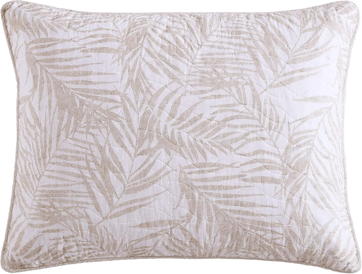 Tommy Bahama - Queen Quilt Set, Reversible Cotton Bedding with Matching Shams, Soft All Season Bedspread, Coastal Bedding Set (Palmday Beige, Queen)
