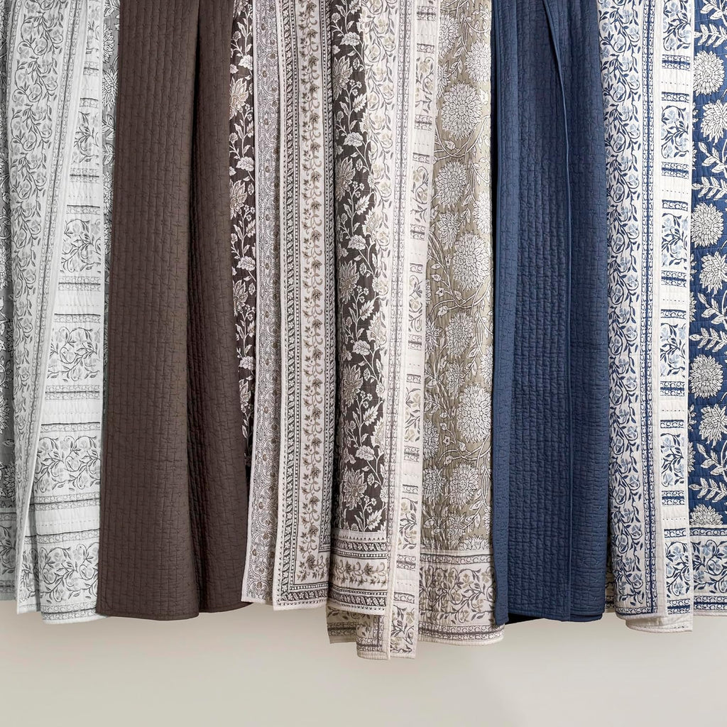 Levtex Home Adare Denim Reversible Full/Queen Quilt Set (88x92in) with 2 Pillow Shams (26x20in) - Floral Bedding - Blue White - Cotton Full/Queen Size Quilt Bedding Set - Lightweight, Soft, Pre-Washed