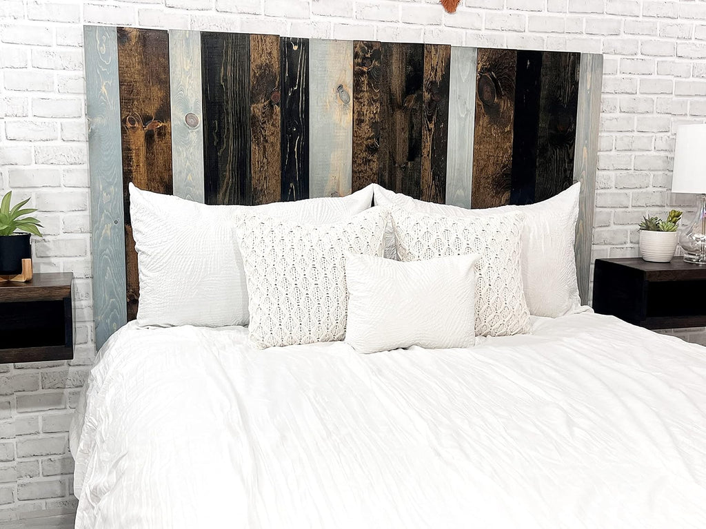 Barn Walls All Terrain Mix Design, Multicolored, Solid Wood Headboard, Floating Panels, Wall Mount, Adjustable Height, Easy Installation, Twin Size