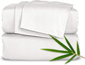 Pure Bamboo Split King Sheets, Genuine 100% Organic Viscose Derived from Bamboo Bed Sheet Set, Soft & Cooling, Double Stitching, 2 Fitted Sheets (Split King, White)