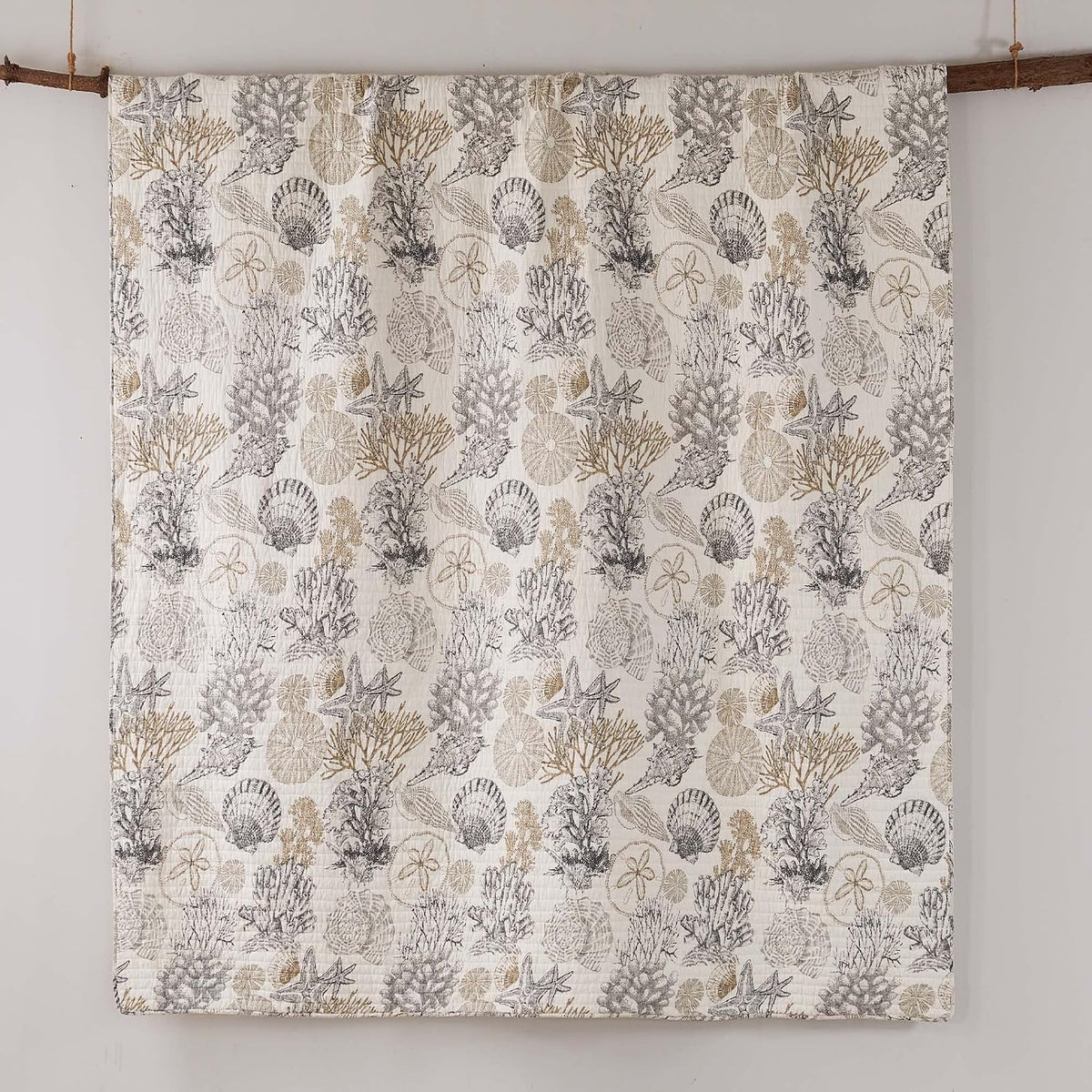 Levtex Home - Caspian Sea Neutral Quilt Set - Full/Queen Quilt (88x92in.) + Two Standard Pillow Shams (26x20in.) - Coastal - Taupe, Cream, Grey - Reversible - Cotton Fabric