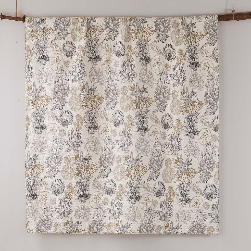 Levtex Home - Caspian Sea Neutral Quilt Set - King/Cal King Quilt (106x92in.) + Two King Pillow Shams (36x20in.) - Coastal - Taupe, Cream, Grey - Reversible - Cotton Fabric