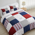 Sweet Jojo Designs 2-Piece Twin Comforter Set (Baseball Patch Sports) for Boys, Children, Kids Bedding, Bed in a Bag incl. Blanket & Pillow Sham (Patchwork, Base Ball, Stripe, Red, White & Blue, Grey)